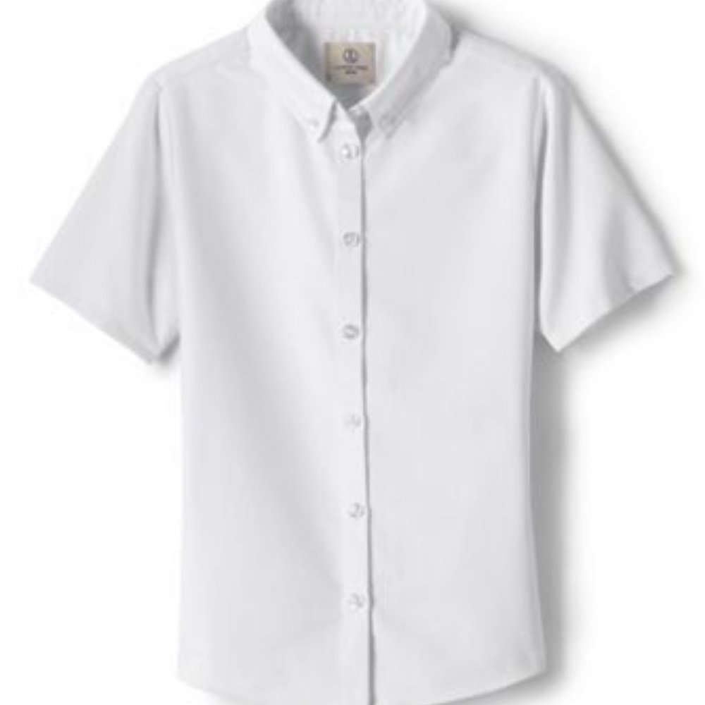 NWT LANDS' END GIRL'S SHORT‎ SLEEVE OXFORD DRESS SHIRT WHITE 6
